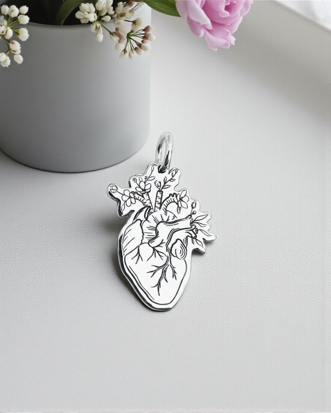 Ciondolo Cuore Anatomico Fiorito